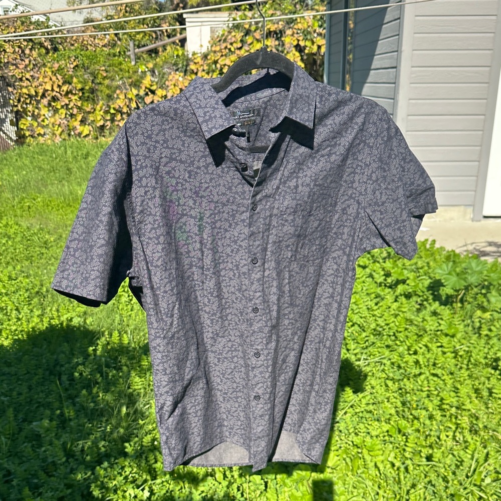 Marc Anthony Luxury Slim Fit Blue Gray Patterned Button Down Shirt